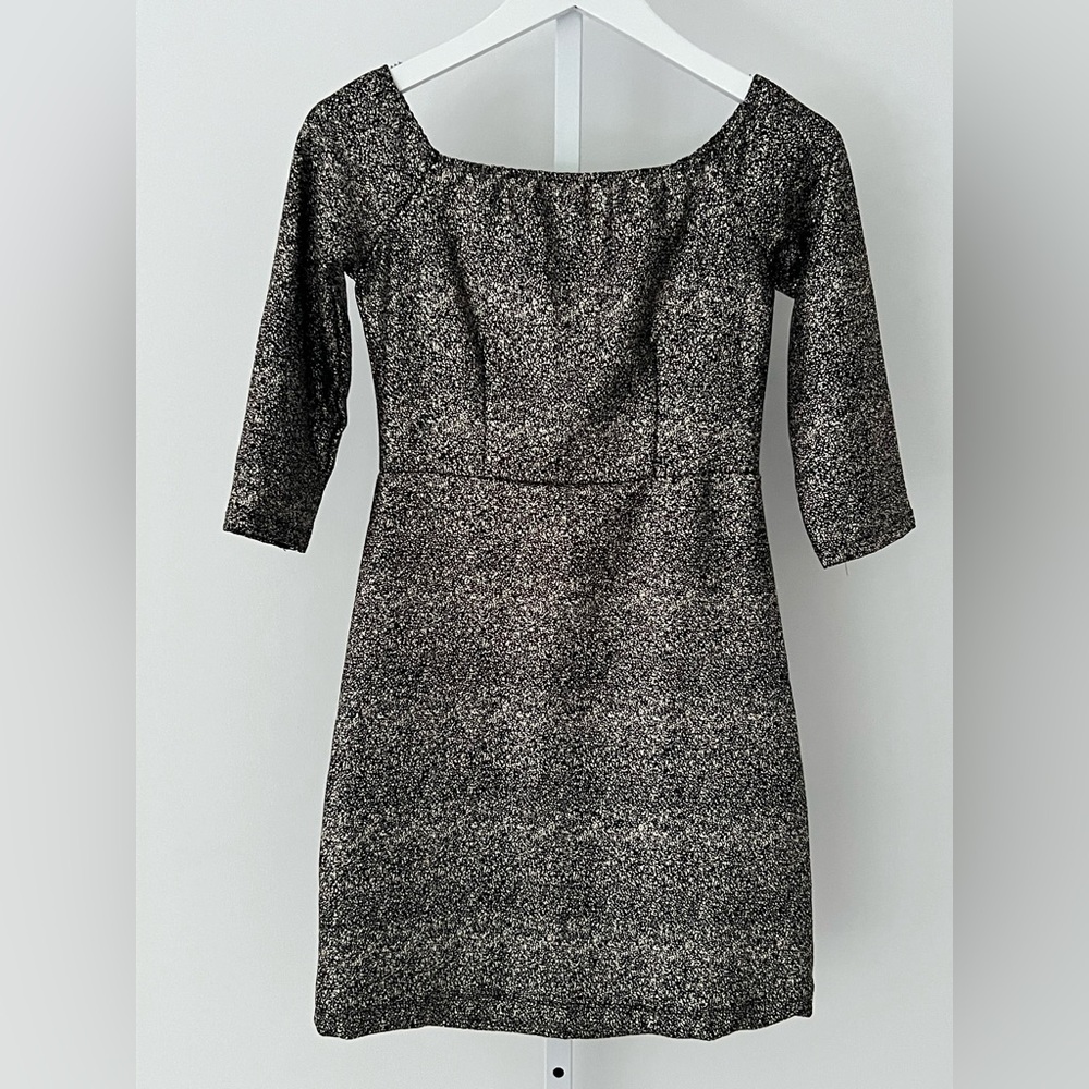 GB BLACK METALLIC STRETCH MINI SEXY DRESS SIZE XS NWTS! - Picture 5 of 17
